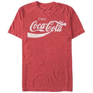 เสื้อยืดแขนสั้นผ้าฝ้าย coca - cola eighties สีแดง