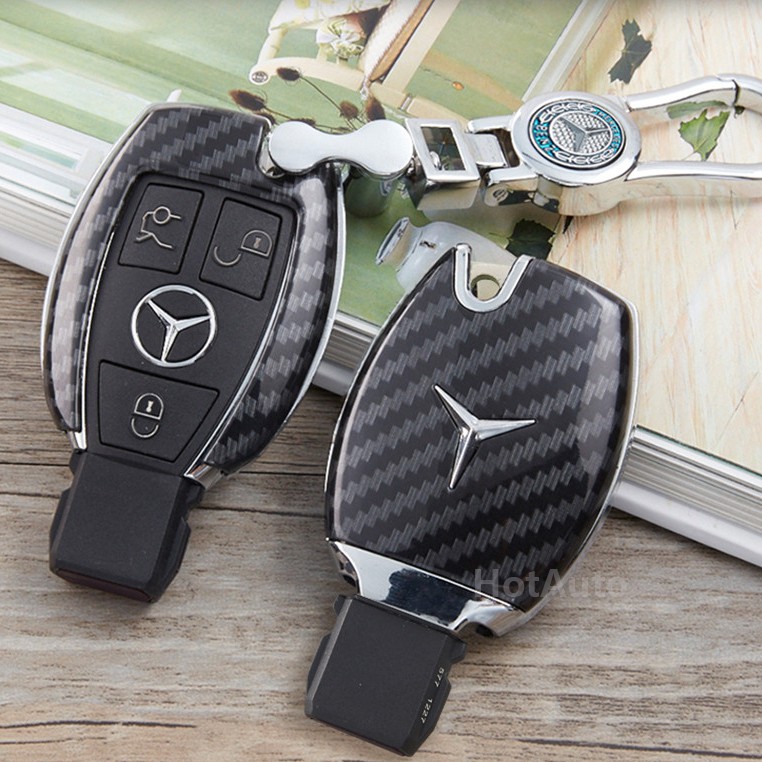 เคสกุญแจคาร์บอนสำหรับอุปกรณ์เสริมรถยนต์ Mercedes Benz W203 W204 W205 W212 A B C E S Class CLK CLA SLK Class