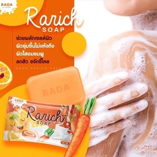 สบู่รดา สองสูตรมาแรง Rarich/Rachi สูตรแครอท และสูตรมะเขือเทศ นมสด พร้อมขัดขี้ไคลทั้งคู่