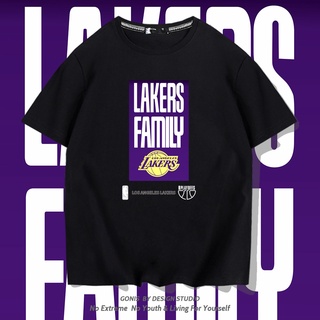 เสื้อยืดแขนสั้น ผ้าฝ้ายแท้ พิมพ์ลาย Lakers Commemorative Edition ทรงหลวม เหมาะกับฤดูร้อน สําหรับผู้ชาย 230 กรัม