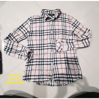 เสื้อเชิตลายบูลเบอรี่ผ้าคอตตอนแขนยาว