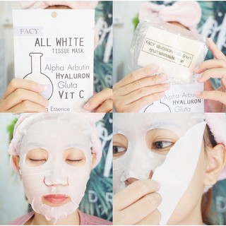 Facy All White Tissue Mask เฟซี่ ออลไวท์ ทิชชู่ว์มาส์ก มาสก์หน้าสูตรช่วยลดเลือนจุดด่างดำ ความหมองคล้ำบนใบหน้า