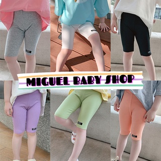 🍒 MIGUEL KIDS🍒(พร้อมส่งจากไทย) กางเกงเด็กผู้หญิง กางเกงเลกกิ้งสามส่วน(สีพื้นพาสเทล)ผ้านุ่มใส่สบาย