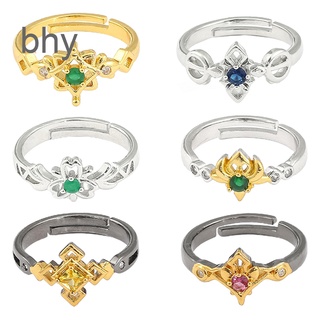 Bhy แหวนคอสเพลย์ การ์ตูนญี่ปุ่น Genshin Impact Open Rings Eye Of God Water Wind Thunder Fire Rock Ice Ring สไตล์คลาสสิก สําหรับทุกเพศ