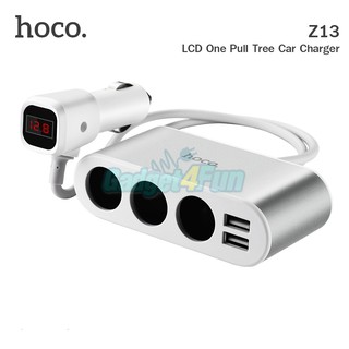 Hoco Z13 Adapter หัวชาร์จในรถยนต์แบบ 2 USB 3 ช่องเสียบ 12V Output 2.4A ยาว 55 cm LCD ONE-PULL-THREE Car Charger