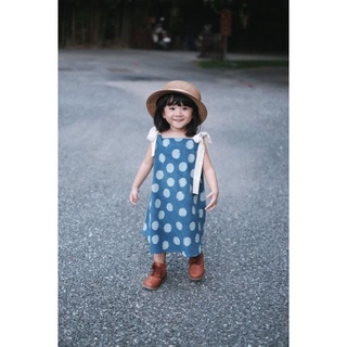 (WHDFDT ลดทันที 80)   Kid Ribbon bow dress | มินิเดรสผูกโบว์ไหล่ ของเด็ก 2-9 ขวบ