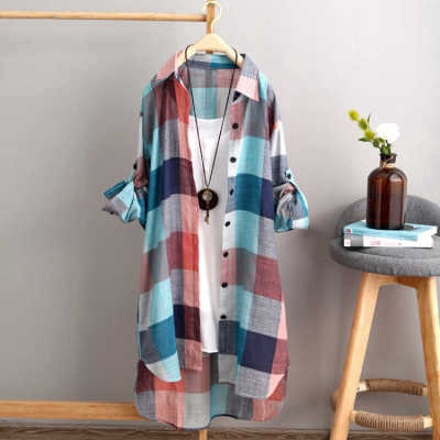 เสื้อเชิ้ตแขนยาวผ้าฝ้ายแฟชั่นสําหรับสตรี