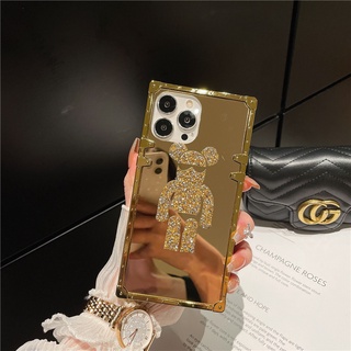 เคสมือถือ Realme C55 C53 C35 C33 C31 C30 C21 C25 C15 C20 C11 5i 6i 7i 8i 9i Luxury Mirror Violent Bear Square Phone Case