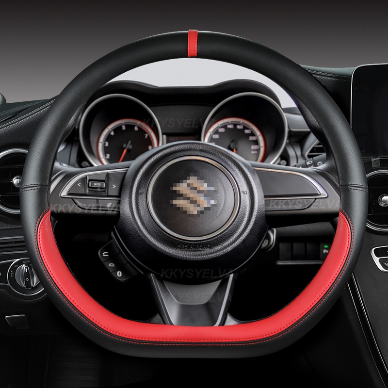 ปลอกหนังหุ้มพวงมาลัยรถยนต์ ไมโครไฟเบอร์ รูปตัว D 38 ซม. อุปกรณ์เสริม สําหรับ Suzuki Swift 2017 2018 2019 2020 2021 2022
