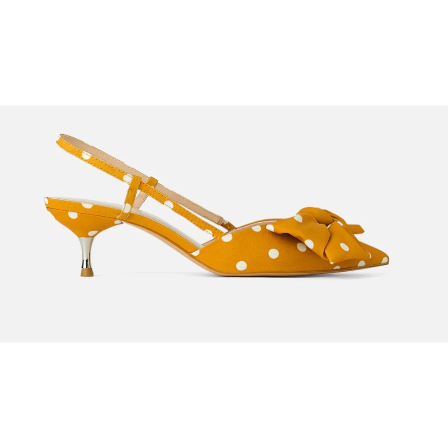 Zara POLKA DOT KITTENHEEL SHOES WITH BOW DETAIL ThaiPick