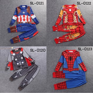 [พร้อมส่ง] ชุดแฟนซีเด็ก ชุดนอนเด็ก แขนยาวขายาว ลายซุปเปอร์ฮีโร่ (2ชิ้น)