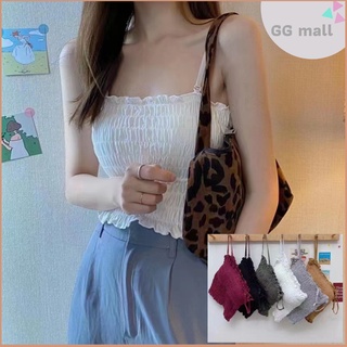 [GGmall] พร้อมส่ง เกาะอกสม๊อคยางยืด มีบราในตัว (ถอดได้) สายเสื้อถอดและปรับได้ เกาะอกผ้าย่น เกาะอก#907