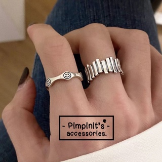 🇹🇭 พร้อมส่ง : 💍 แหวนเงิน 925 ปรับขนาดได้ลายสไมล์ลีย์ | Smiley Adjustable 925 Sliver Ring.