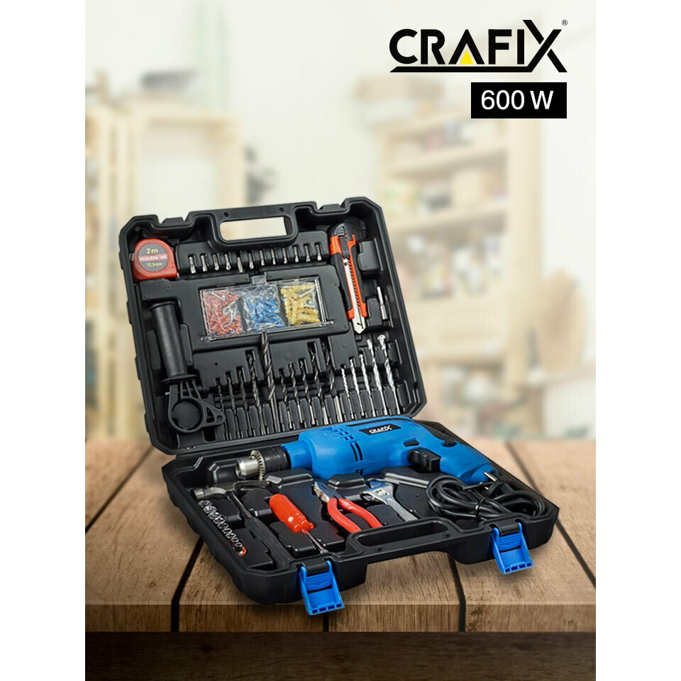 CRAFIX สว่านไฟฟ้าและกระเป๋าเครื่องมือช่าง 49 ชิ้น Maintenance Tools and