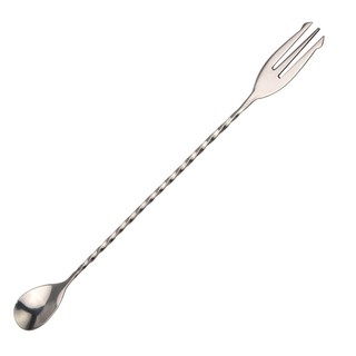 ช้อนชงเครื่องดื่ม ช้อนค๊อกเทล ปลายส้อม ขนาดยาว แพ็คคู่ x2 Bar Spoon 25.5 cm - HU5