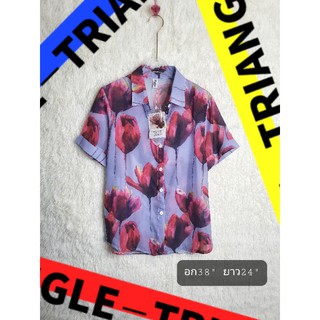 เสื้อเชิ๊ตแขนสั้นลายดอก กระดุมหน้า เสื้อเชิ๊ตแขนสั้นลายดอก