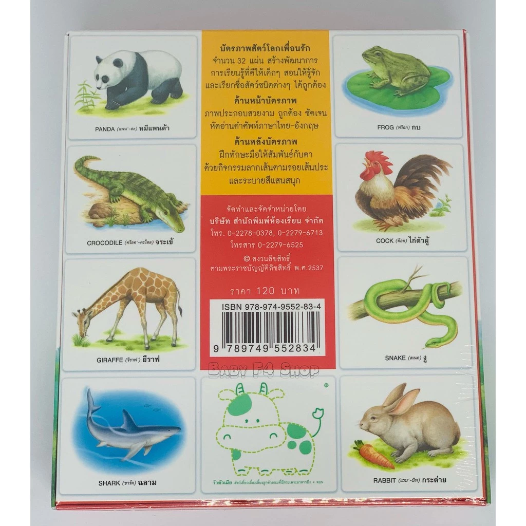 Flash Card แฟลชการ์ด บัตรคำศัพท์ บัตรคำ สอนคำศัพท์ภาษาไทย-อังกฤษ บัตรภาพ ก ไก่ ABC สัตว์ ผัก ผลไม้ thumbnail 10