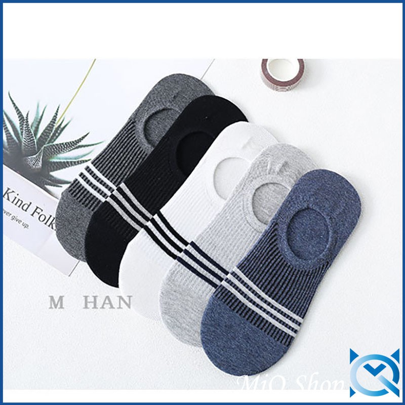 MiQ Shop ถุงเท้าทรงเตี้ยลายทาง - MS13