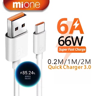 Mione 6A 7A 66W สายชาร์จเร็ว 100w USB เป็น Type C ชาร์จเร็ว สําหรับ Adroid 1 เมตร 2 เมตร