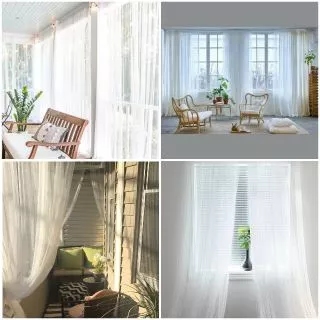 [พร้อมส่ง] IKEA ม่านโปร่ง อิเกีย สีขาว LILL ลิล ผ้าม่านโปร่ง 2 ผืนๆละ 280x250 ซม ม่าน