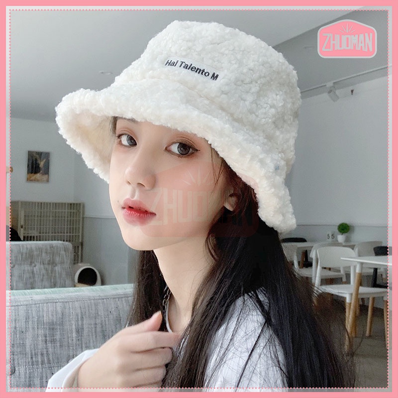 *พร้อมส่ง*หมวกบักเก็ต หมวกผ้าขนแกะ พิมพ์ลายตัวอักษร ดีไซต์หรู เก๋ๆมาก - รูปที่ 2