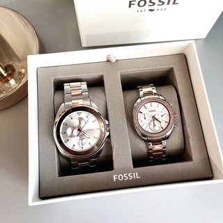 🎀 (สด-ผ่อน) นาฬิกาสายคู่ BQ2661set His and Hers Multifunction Two-Tone Stainless Steel Watch Set