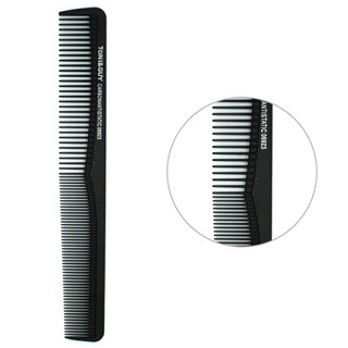 TONI&amp;GUY หวีรองตัดผม 2 ด้าน สำหรับช่างตัดผม รุ่น Carbon Antistatic Comb 06923 กว้าง 3 ยาว 17.5 สูง 0.4 ซม. - สีดำ