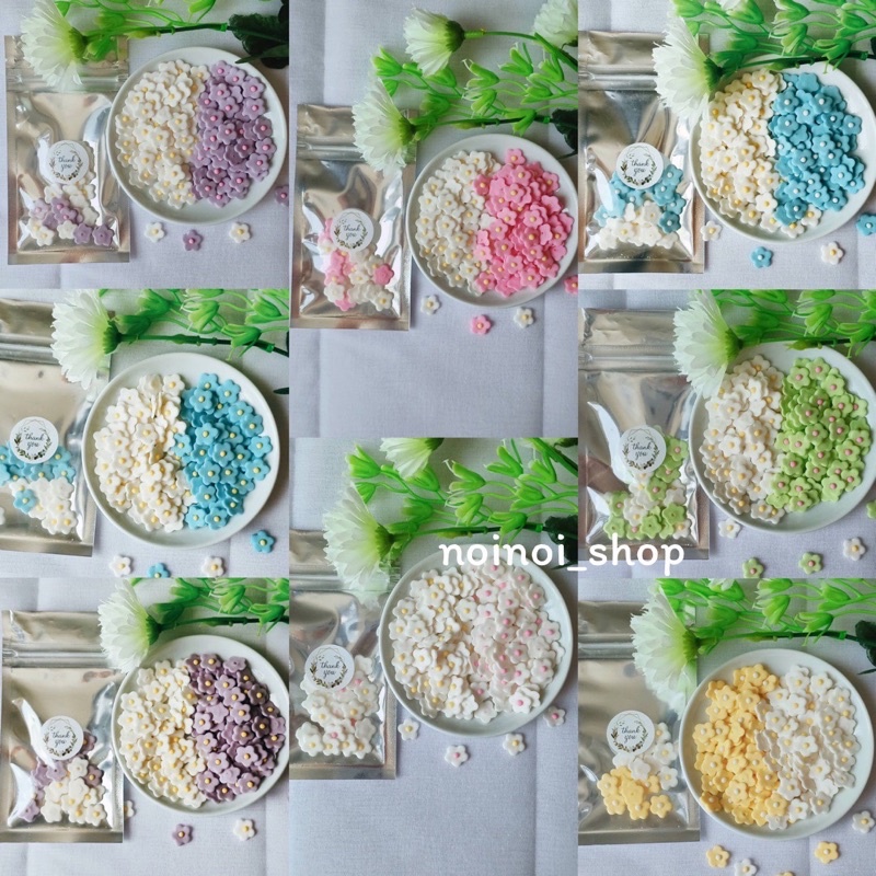 น้ำตาลตกแต่งหน้าเค้ก ดอกซากุระ ดอกเล็กน่ารัก มีหลายสี สามารถรับประทานได้