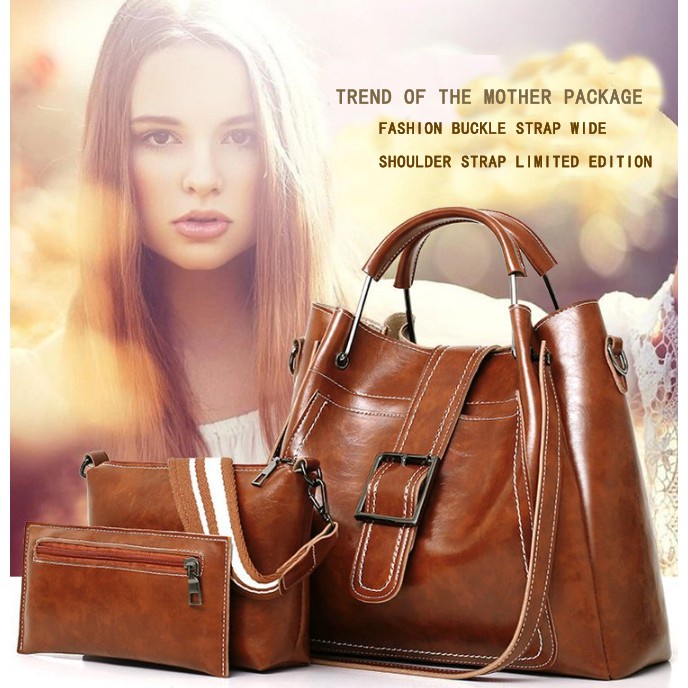 Luna - Elegant 3-Piece Leather Bag Set