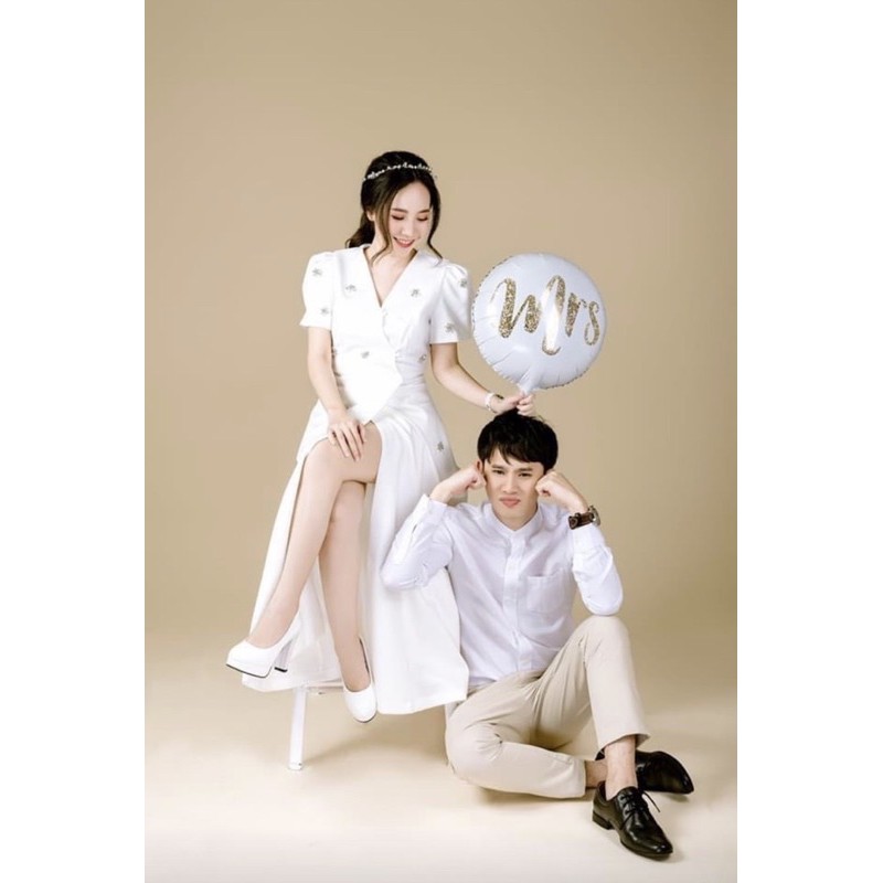 🌸กรุณาเช็คสินค้าก่อนชำระ🌸 เดรสปักเพชรรุ่นนี้ใส่ออกงานหรือถ่ายพรีเวดดิ้งก็เริ่ดค่า มีXS SML XL ป้ายCa