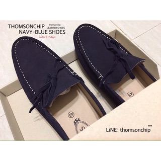 Leather Navy-Blue Shoes รองเท้าหนังกลับ สีกรมท่า