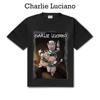 Charlie Luciano เสื้อยืดแขนสั้น ทรงหลวม ลายหมูน้อย แฟชั่นฤดูร้อน สําหรับผู้ชาย และคู่รักS-5XL