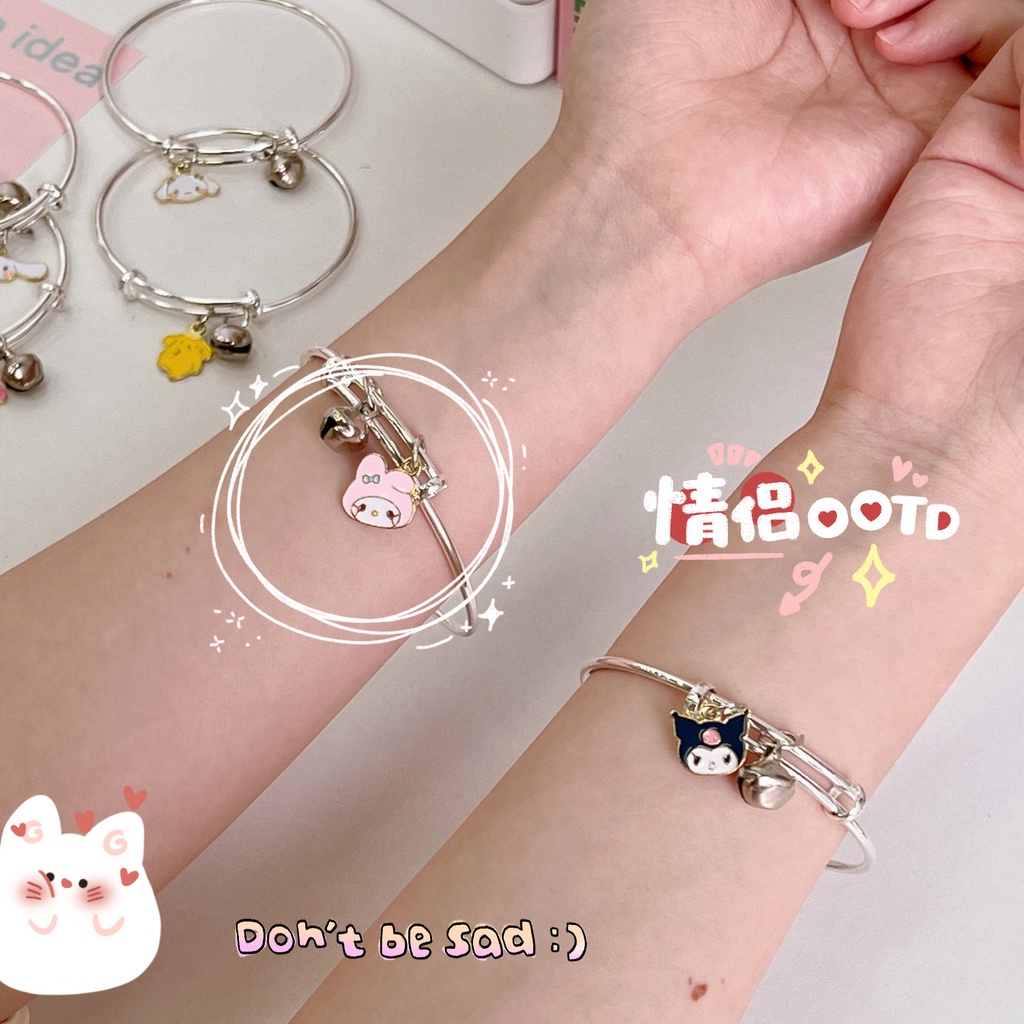 SANRIO สร้อยข้อมือเงิน ลายการ์ตูนสุนัข Cinnamon Melody Kuromi น่ารัก เหมาะกับของขวัญวันเกิด สําหรับเด็กผู้หญิง และนักเรียน