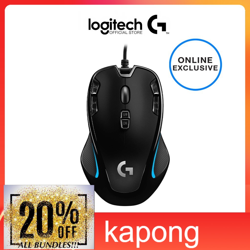 kapong Logitech G300s Optical Gaming Mouse (เมาส์เกมมิ่งแบบมีสาย)เมาส์เกมมิ่ง เมาส์มีไฟ เมาส์ไร้สาย