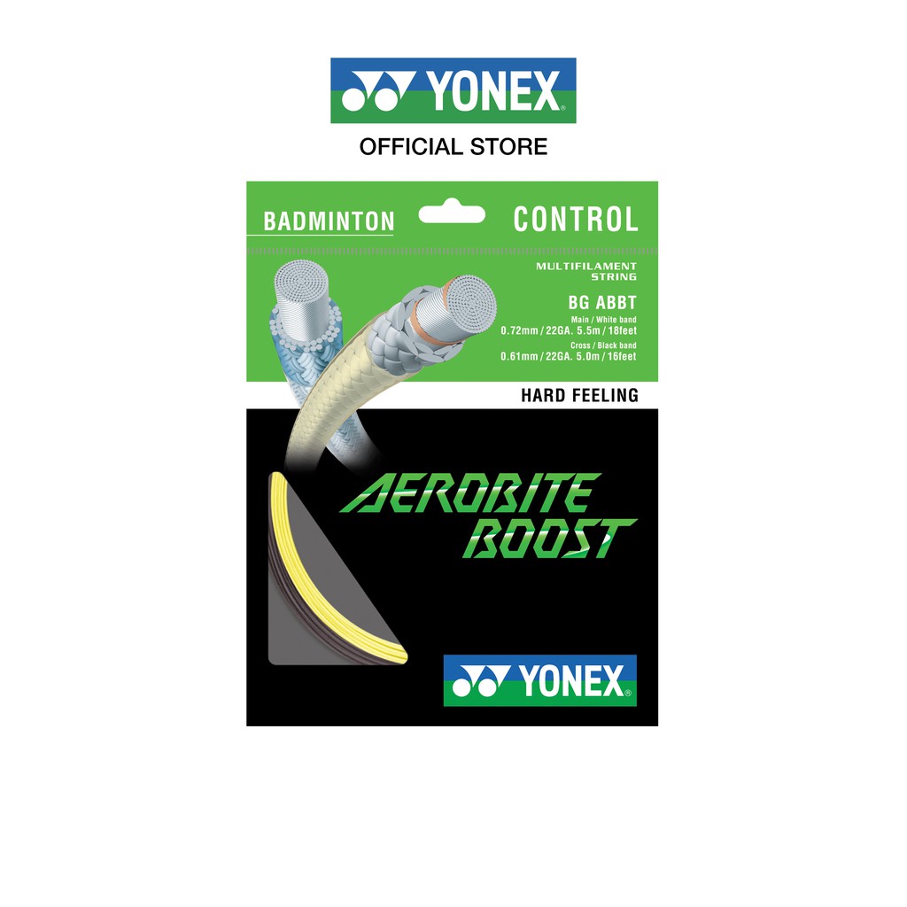 YONEX AEROBITE BOOST เอ็นแบดมินตัน เอ็นไฮบริดผลิตที่ประเทศญี่ปุ่น ช่วยให้ผู้เล่นครองเกมด้วยพลังตบที่