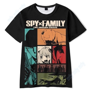 คอลูกเรือเสื้อยืดคอกลมเสื้อยืดแขนสั้น พิมพ์ลายอนิเมะ SPY x FAMILY Anya Twilight สําหรับเด็กผู้ชาย และเด็กผู้หญิงผ้าฝ้ายแ