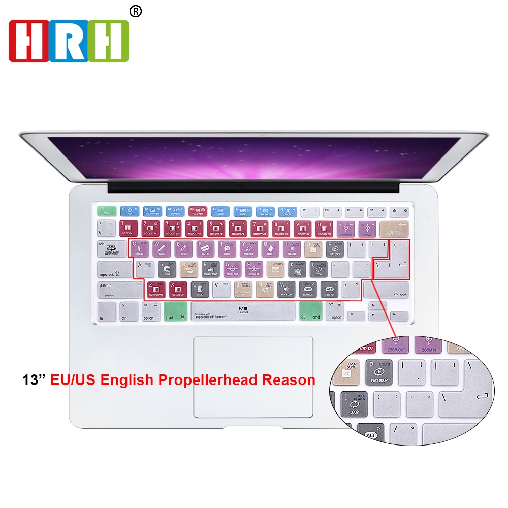 HRH Propellerhead Reason Shortcut Hotkeys Silicone Keyboard Cover Skin For Macbook Pro Air Retina 13