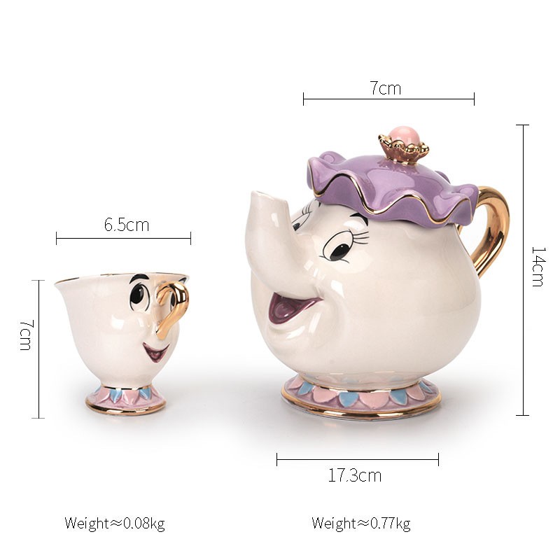 Ew Beauty And The Beast Mrs. Potts Chip ชุดกาน้ําชากาน้ําชาของขวัญคริสต์มาสน่ารัก