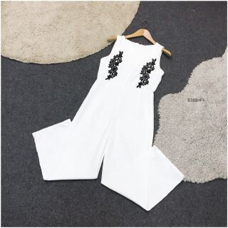 Jumpsuit ชุดจั้มสูทแขนกุดขายาว งานผ้าซาร่าสี