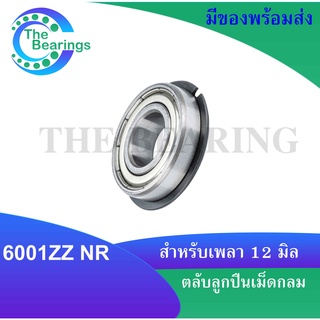 6001ZZNR ตลับลูกปืนเม็ดกลมร่องลึก มีร่องพร้อมแหวน ฝาเหล็ก 2 ข้าง ( Deep Groove Ball Bearing ) 6001Z NR 6001ZZ NR