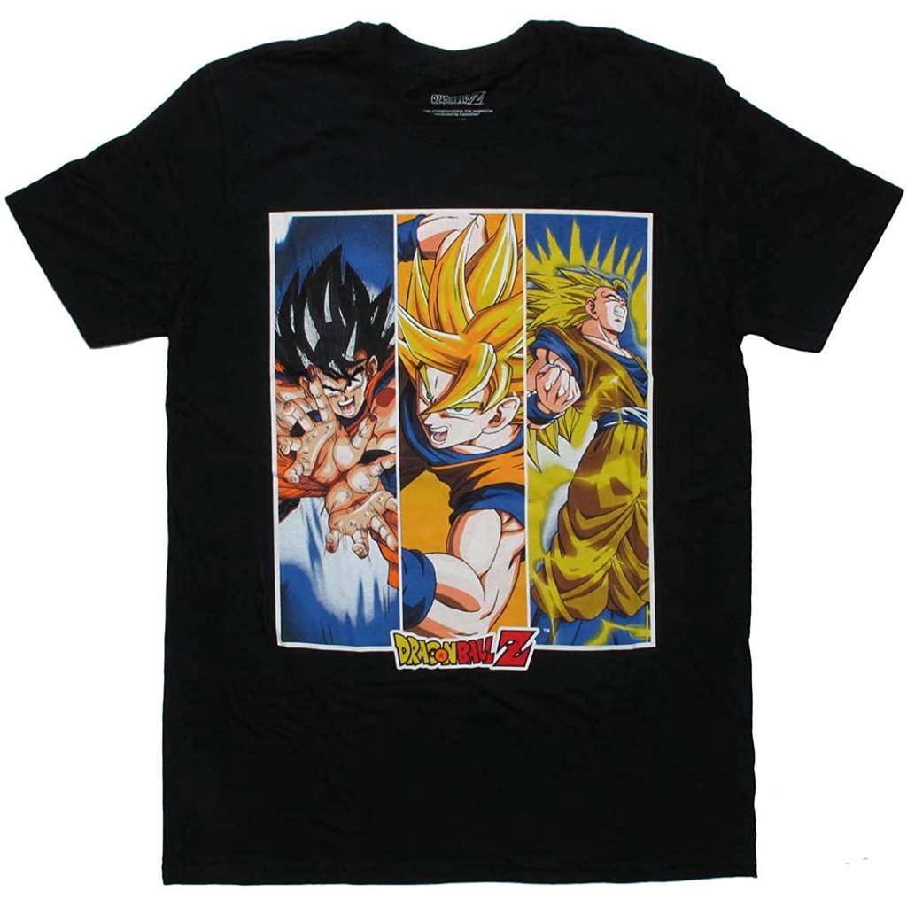 100%COTTON100%cotton เสื้อ ยืด ผ้า มัด ย้อม Dragonball Z Goku Super Saiyan Forms Adult T-Shirt men เสื้อ ยืด ผู้ชาย คอก