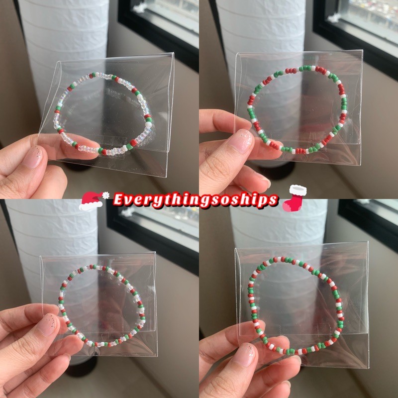 christmas กำไลลูกปัด สร้อยข้อมือลูกปัด