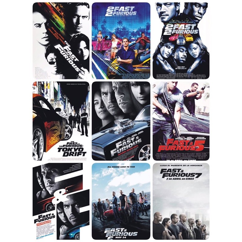 โปสเตอร์ Fast & Furious  ภาค 1-7 ขนาด 11.5 X 16.5 นิ้ว (A3)