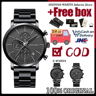 Hannah Martin Jam Tangan Pria 100% Original Tahan air COWOK Kronograf Quartz Analog Laki cowo Murah