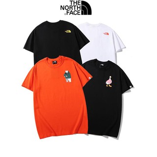 THE NORTH FACE เสื้อยืดผ้าฝ้ายแขนสั้นพิมพ์ลายแฟชั่น Unisex