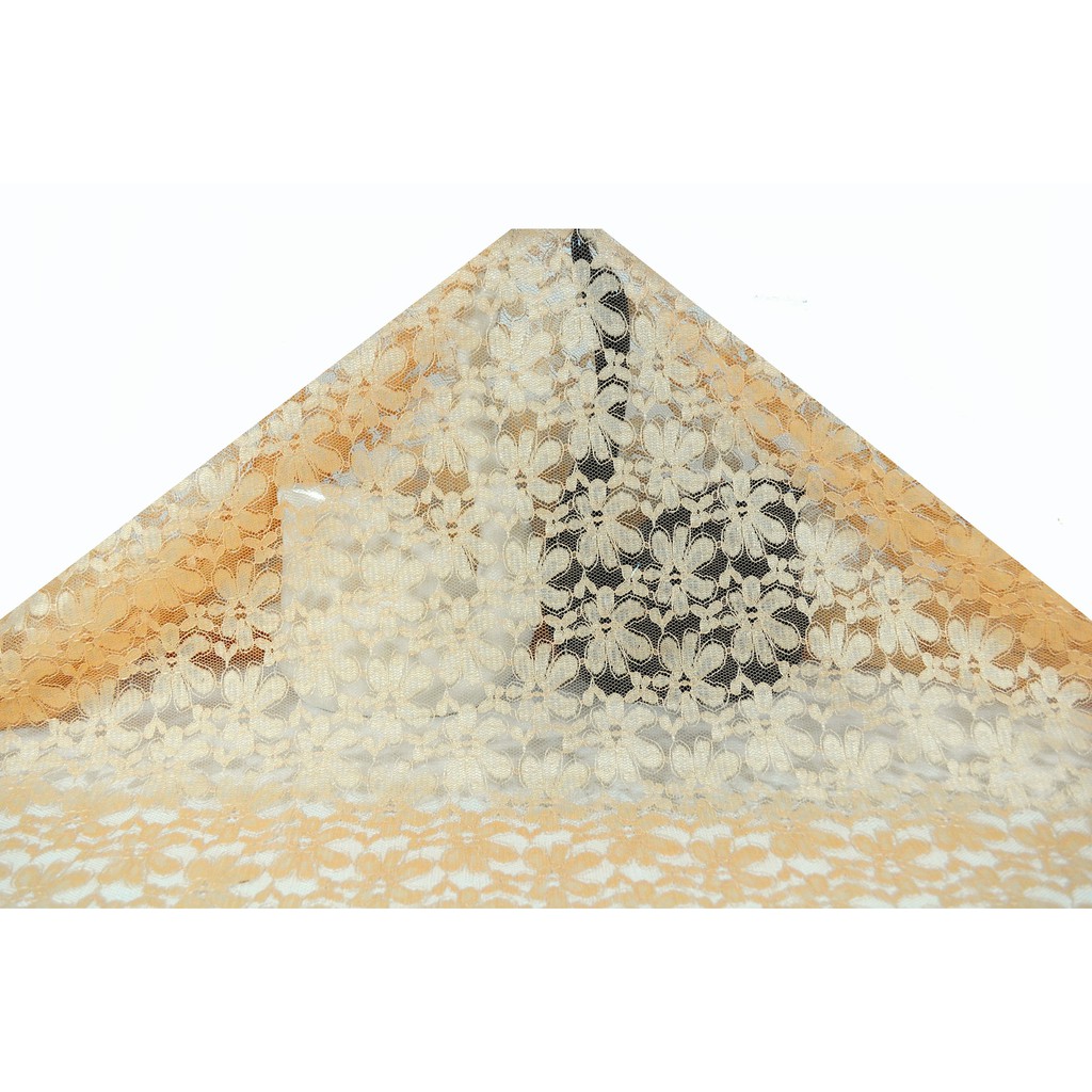 ผ้าเมตร ผ้าลูกไม้ลายดอก ลายดอกไม้ สีน้ำตาลลูกกวาง Fawn Brown หน้ากว้าง 48 นิ้ว