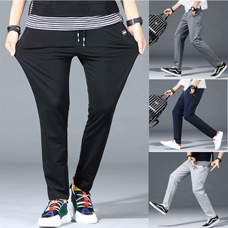 กางเกงลำลองผู้ชายผ้าฝ้ายขาตรงกระเป๋าซิปทั้ง 2 ข้างผ้าหนาเอวย…