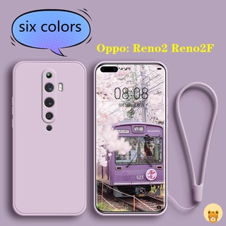 เคส Oppo Reno 2 เคส Reno 2F 2Z เคส ฟรีสายคล้อง + เคสโทรศัพท์ซิลิโคน TPU แบบเรียบง่าย แฟชั่นทันสมัย