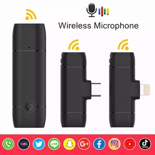 🔥โครโฟนหนีบปกเสื้อไร้สาย  Wireless Microphone 2.4G ไมค์ไลฟ์สด สัมภาษณ์ บันทึกเสียง(ตัวรับสัญญ/Type-C)