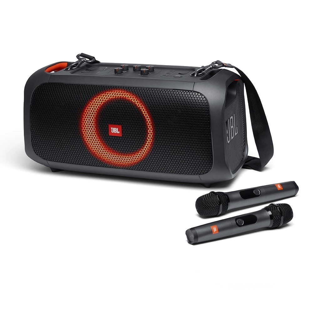 JBL PartyBox On-The-Go - Portable party speaker with built-in lights and wireless mic